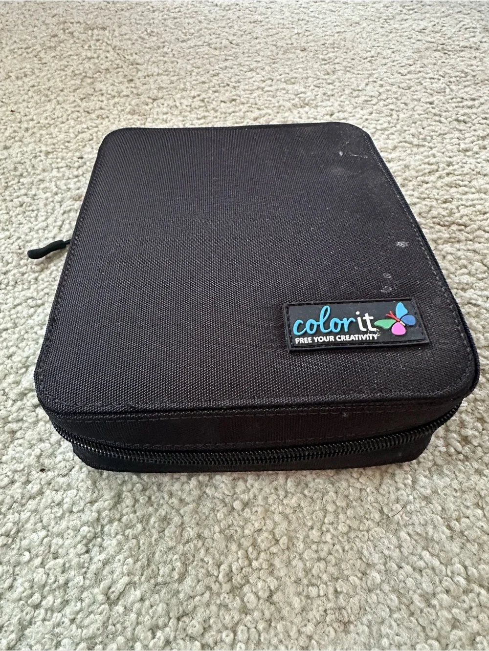 Black Zippered Gel Pen Organizer with Assorted Color Gel Pens